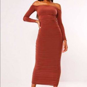 NWT Missguided Rust Bardot dress